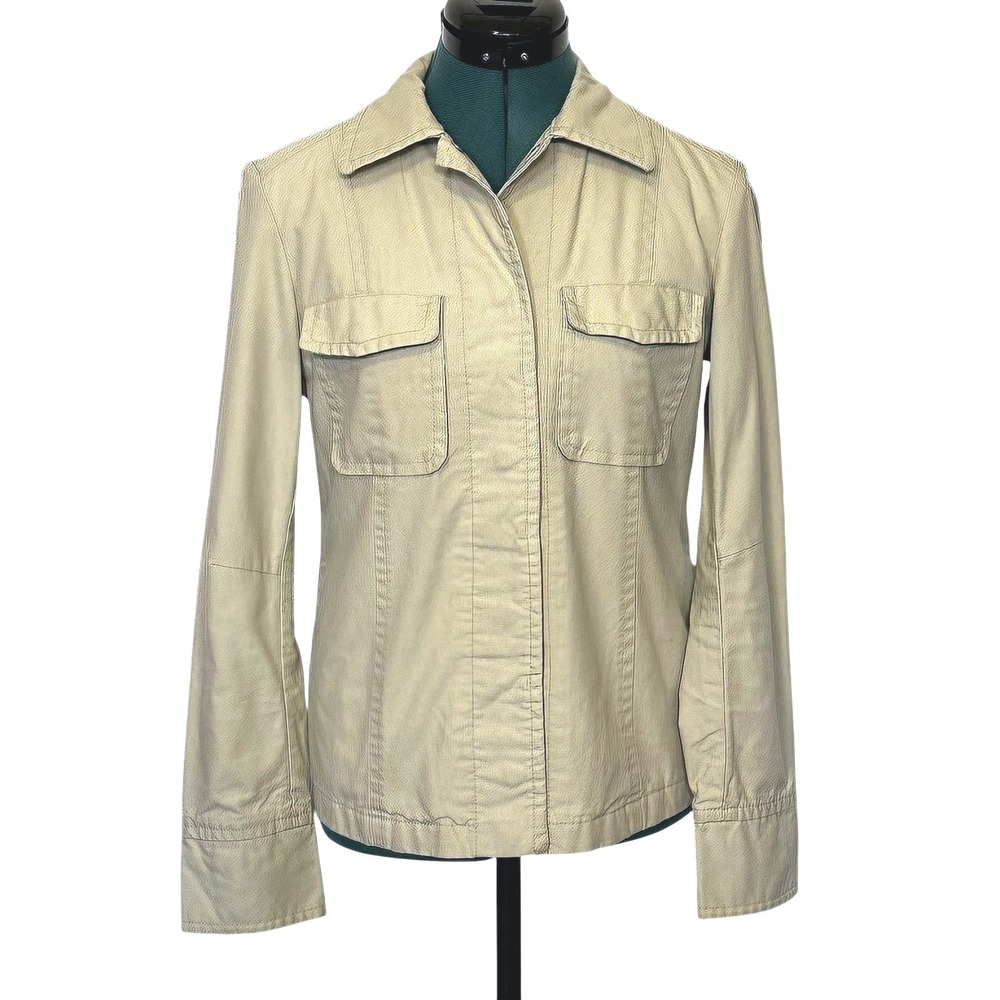 Club Monaco Jacket‎ Womens Medium Beige Khaki Utility Field Button Front